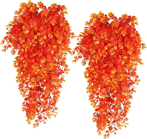 Vista 15 de RECUTMS Paquete de 6 Plantas Artificiales Plantas Colgantes Artificiales Follaje de Hoja de Eucalipto Falso Planta de Eucalipto Colgante Falsa