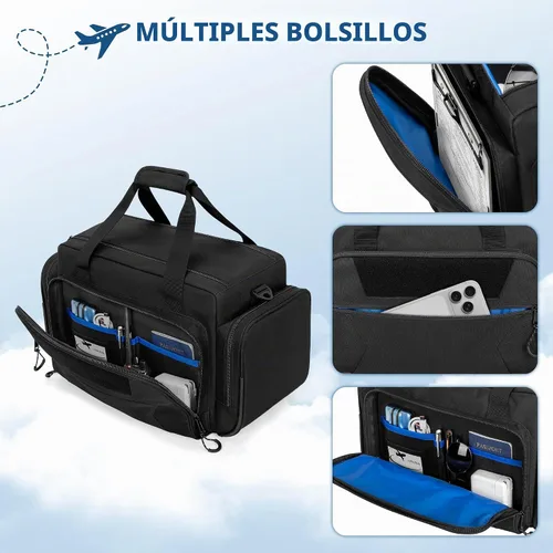 Vista 3 de Damero Bolsa de piloto, bolsa de vuelo para auriculares de aviación