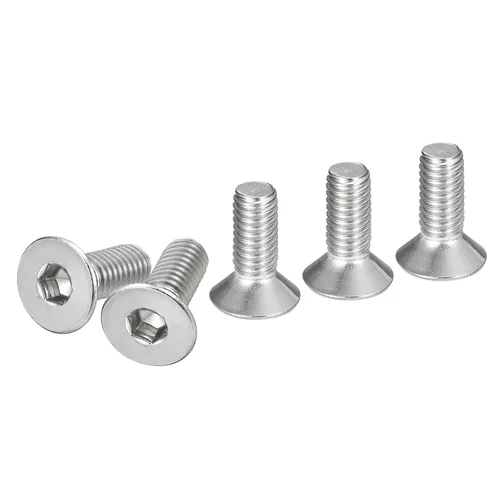 Vista 9 de DTGN Tornillos de cabeza plana M4-0.028 x 0.394 in, paquete de 12 tornillos de cabeza plana de acero inoxidable 304, rosca completa, pernos