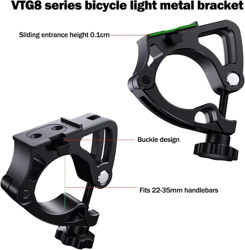 Vista 5 de VICTAGEN Soporte de repuesto para luces de bicicleta modelo VTG8 VTG8Shield B3, base de montaje de faros de bicicleta, soporte de luz de bicicleta