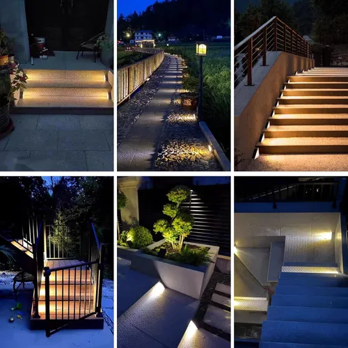 Vista 7 de Luces LED solares impermeables con sensor de movimiento para escaleras al aire libre, escalón, patio, jardín, camino, pasarela y patio