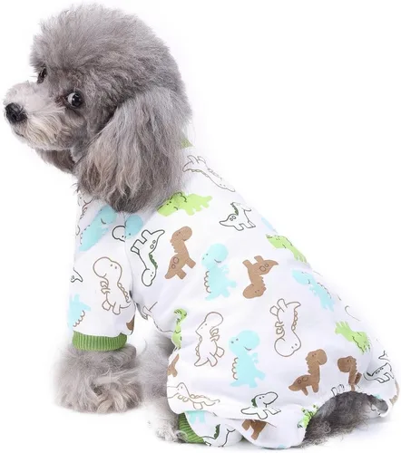 Vista 11 de S-Lifeeling Pijama para perros – Cómoda camisa de cuello alto con patrón de amor para cachorros, abrigo 100% algodón para perros medianos y pequeños