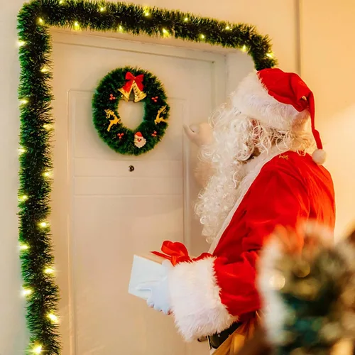 Vista 8 de Paquete de 2 guirnaldas de Navidad con luces, total de 38 pies, 80 luces LED, funciona con pilas, guirnalda larga preiluminada para escaleras