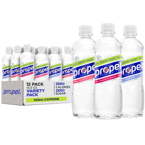 Propel Energy Boost - Agua con sabor a cero calorías con electrolitos y cafeína, paquete variado de 3 sabores, botellas de 16.9 onzas líquidas
