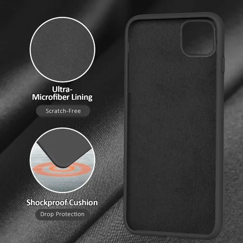 Vista 5 de Vooii Compatible con iPhone 11 Pro, silicona líquida suave de goma delgada, funda protectora de cuerpo completo con forro de microfibra suave