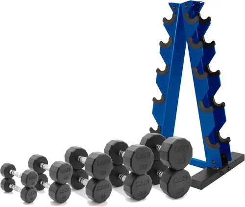 Vista 12 de CAP Barbell Juego de mancuernas hexagonales recubiertas de 150 libras con estante vertical Múltiples opciones