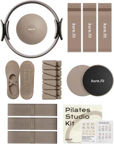 Vista 11 de Kit de pilates para mujer - Juego de equipo de pilates para el hogar con anillo, pelota y bandas de resistencia Kit de pilates con accesorios