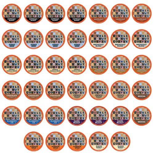 Vista 13 de Double Donut Coffee Cápsulas de café Half Caff, cápsulas de café de media cafeína de una sola pieza para cafeteras Keurig K Cup, tostado medio, 72
