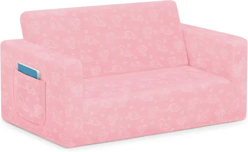 Vista 7 de Delta Children Serta Perfect Sleeper - Sofá convertible extra ancho a tumbona, cómodo sofá abierto 2 en 1 para niños, color rosa