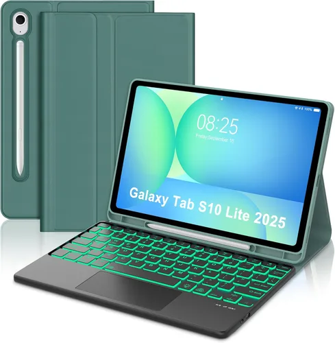 Vista 11 de Funda de teclado para Samsung Galaxy Tab S10 Lite / S10 FE / S9 FE 10.9 pulgadas y S9 11 pulgadas con soporte para bolígrafo, cubierta magnética