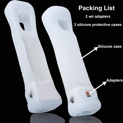 Vista 3 de Paquete de 2 adaptadores Wii Motion Plus, con funda de silicona para control remoto Wii, controlador de sensor remoto externo de movimiento Plus Wii