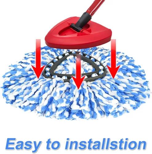 Vista 5 de Repuesto de cabezales de trapeador, paquete de 6 repuestos de trapeador giratorio, compatible con mopa giratoria O-Ceda EasyWring, cabezal