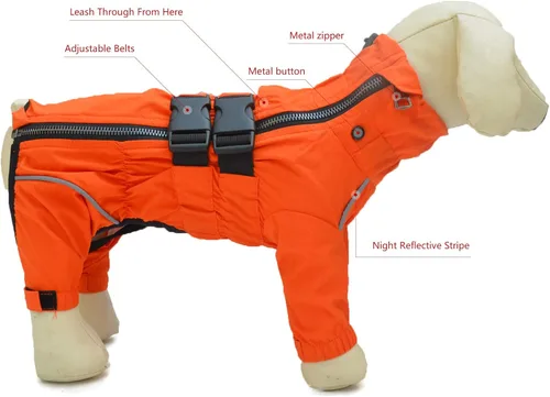 Vista 5 de Lovelonglong - Chaqueta impermeable para perros, ligera, impermeable, reflectante, resistente al viento, a prueba de nieve, para perros pequeños