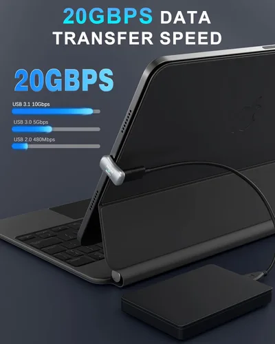 Vista 4 de MoKo Adaptador USB C de 180 Grados Paquete de 2, Adaptador Conector USB-C Macho a USB-C Hembra en Forma de U con PD 140W/20 Gbps, Adaptador Extensor