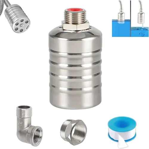 Vista 7 de Válvula de flotador, paquete de 2 válvulas de flotador de tanque de agua de llenado automático de 1/2 pulgadas, 3/4 pulgadas, válvula de flotador 2