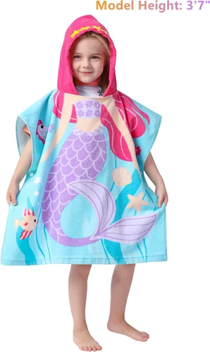 Vista 2 de Poncho de toalla de baño con capucha de algodón ultrasuave para edades de 0 a 4 años, cubierta de piscina para bebés, capa de playa para niños