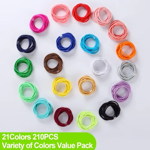 Vista 3 de SLYFTE Lazos para el cabello para niñas – 210 bandas pequeñas para el cabello elásticas sin arrugas para coleta para bebés y niños accesorios