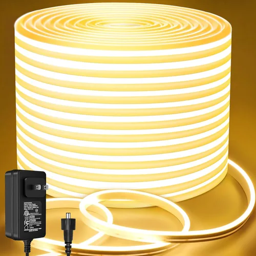 Vista 18 de Lamomo - Tiras de luces LED blancas, tira de luces de neón de 16.4 pies/5m, tira LED de neón impermeable flexible de 12V, tira de luces LED de neón
