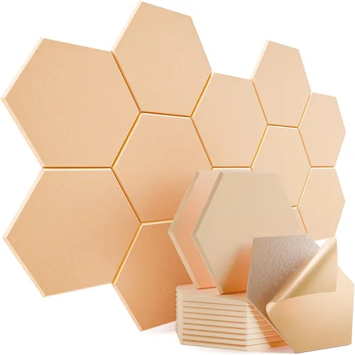 Vista 99 de Paquete de 12 paneles acústicos autoadhesivos de 12 x 10 x 0.4 pulgadas, paneles de espuma a prueba de sonido con alta densidad, diseño forrado