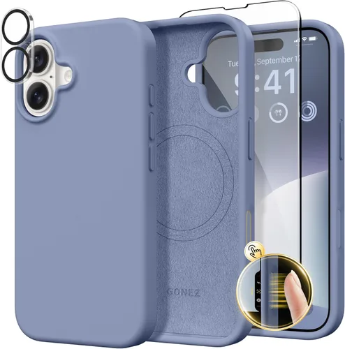 Vista 1768 de GONEZ Funda magnética para iPhone 14, compatible con Magsafe, con protector de pantalla + protector de cámara, forro de microfibra antiarañazos