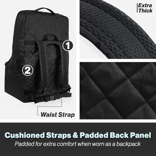 Vista 3 de V VOLKGO Bolsa de viaje extra acolchada para asiento de automóvil para avión, bolsas de asiento de automóvil resistentes para viajes aéreos, bolsa