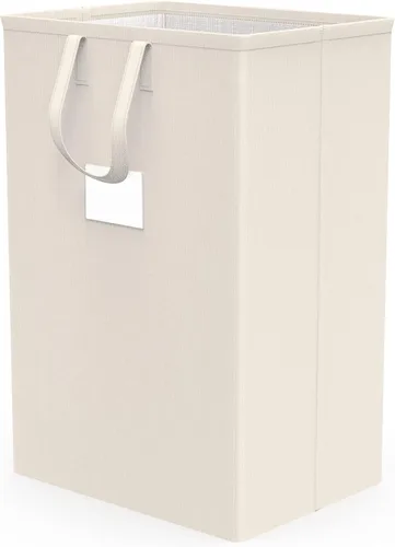 Vista 9 de Canasta de lavandería grande plegable de 75L con asas, cesta de ropa sucia impermeable para dormitorio, canasta de lavandería alta independiente