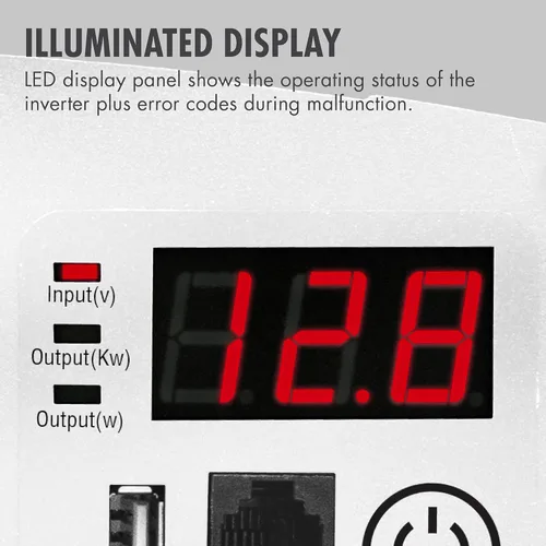 Vista 4 de Wagan EL3732 Slimline Plus Inversor de corriente CA a CC de 1250 W TrueRated Continuo de 2600 vatios de potencia de sobretensión CC 12V a CA 110V