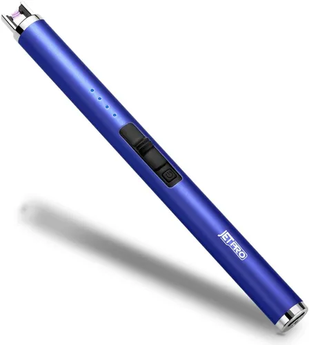 Vista 8 de Encendedor de velas recargable por USB, encendedor de arco electrónico, resistente al viento, sin llama, con botón de seguridad para camping, Negro