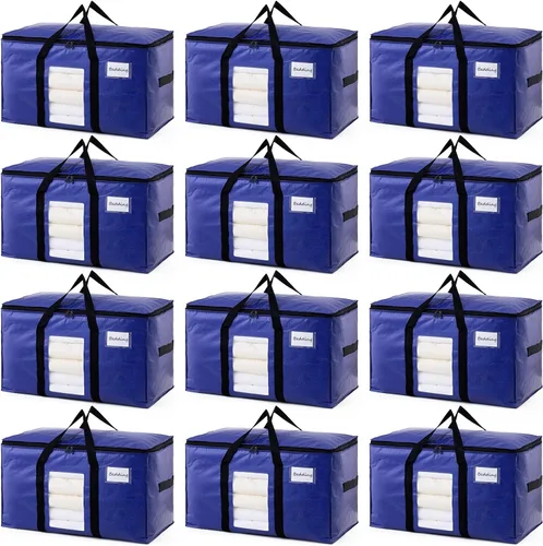 Vista 35 de TAILI - Bolsas de mudanza extra grandes, paquete de 10 bolsas negras resistentes para almacenamiento con ventana visible, asas envolventes