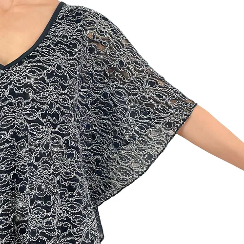 Vista 3 de Blusa de punto con cuello en V y manga 34 para mujer