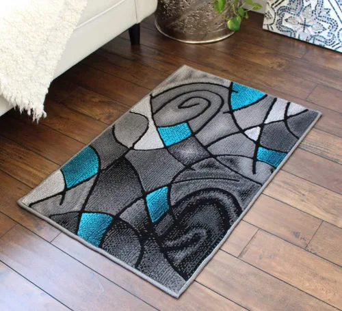 Vista 28 de Masada Rugs - Alfombra moderna contemporánea, color gris y negro