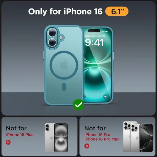Vista 298 de Miracase - Funda magnética para iPhone 13 de 6.1 pulgadas (compatible con MagSafe) (con 2 protectores de pantalla), protección de grado militar