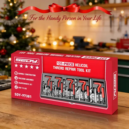 Vista 7 de Kit de reparación de roscas helicoidales métricas: 131 piezas helicoidales de bobina HSS taladros insertos grifos y herramientas M5 M6 M8 M10 M12