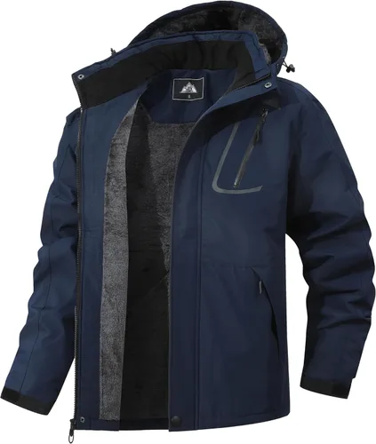 Vista 7 de Chaqueta de invierno para hombre, cálida, de forro polar, para la nieve, impermeable, con capucha, ideal para esquiar y montaña