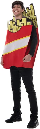 Vista 5 de EraSpooky Disfraz de papas fritas para adultos, disfraz de Halloween con patatas fritas de comida rápida, divertida comida frita