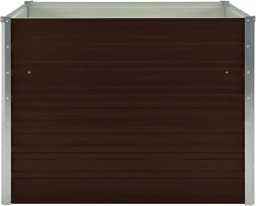 Vista 3 de Cama de jardín elevada marrón de 39.4 x 39.4 x 30.3 pulgadas, acero galvanizado, cama de jardín elevada, macetas para jardín de hierbas y flores