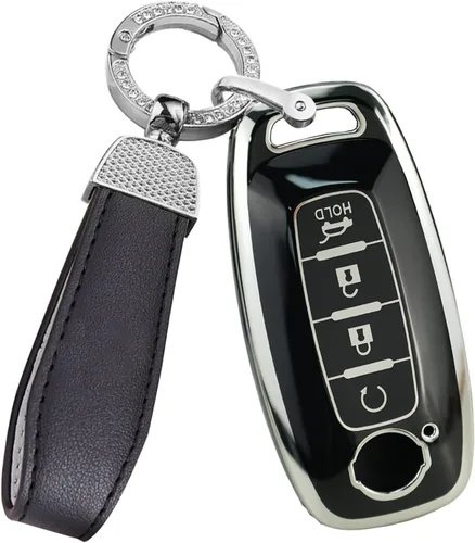 Vista 7 de ontto Funda de llavero de 4 botones para Nissan X-trail 2023 Funda inteligente para llave de coche duradera TPU con borde plateado