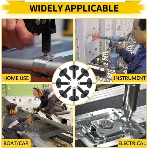 Vista 7 de Remaches pop, kit surtido de remaches ciegos de brida grande (100 unidades), 11 tamaños de diámetro de brida - 1/8 pulgadas 5/32 pulgadas 3/16
