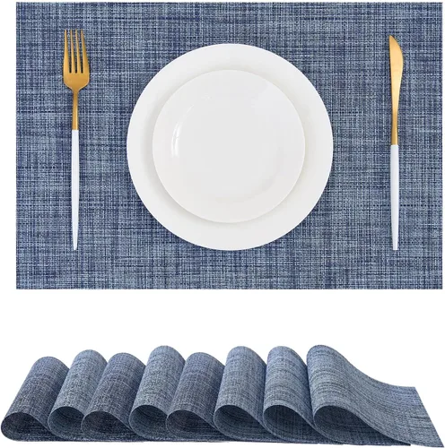 Vista 86 de Leetaltree - Juego de 4 manteles individuales beige, antideslizantes, resistentes al calor, para mesa de comedor, lavables, duraderos, de PVC
