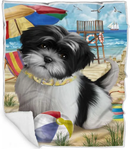 Vista 10 de 4th of July Fireworks Shih Tzu Dog Blanket - Lightweight Soft Cozy and Durable Bed Blanket - Animal Theme Fuzzy Blanket for Sofa Bed Couch