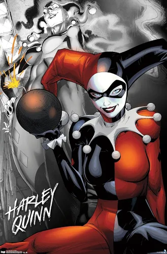 Vista 9 de Trends International DC Comics - Póster de pared de Harley Quinn, la bomba, 14.725 x 22.375 pulgadas, versión enmarcada de madera de granero