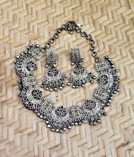 Vista 2 de Aheli Ethnic Designer Collections Necklace Earring Set Antique Jewelry Gift for Women