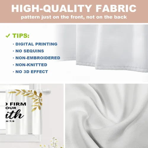 Vista 4 de Shrahala Cortinas blancas S inspiradoras para ventanas de cocina, cortinas negras con palabras cristianas para cafetería, cortinas opacas