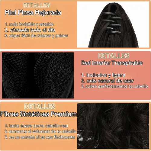 Vista 4 de Pinza de extensión de cola de caballo de 18 pulgadas, extensiones de cabello ondulado rizado con clip, extensiones de cola de caballo largas Rubio
