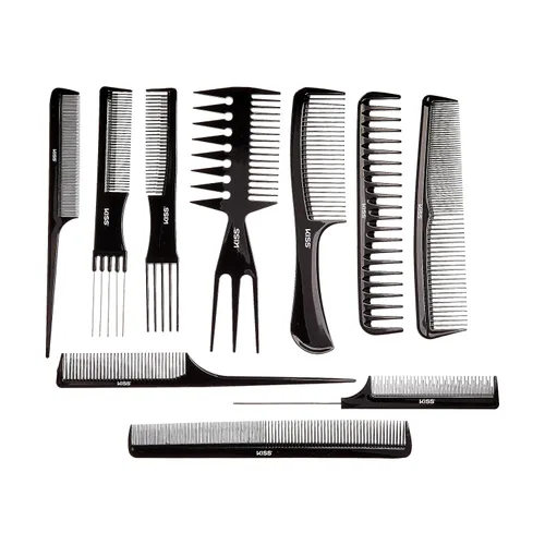 Vista 9 de KISS Professional Juego de 10 Piezas de Peines - Surtido para Desenredar y Peinar (Paquete de 2)