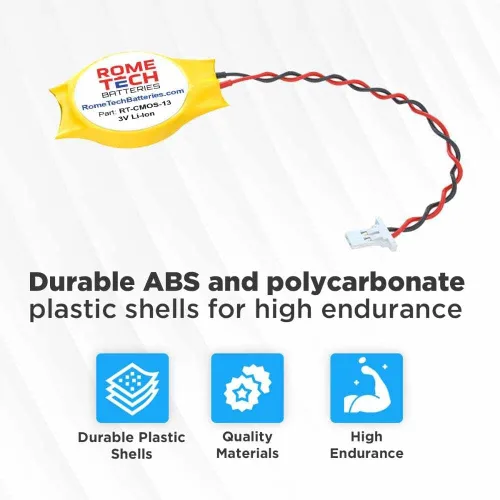 Vista 4 de Rome Tech Batería CMOS ML1220 para Dell Vostro 15 5510 – BIOS RTC ML1220 XPS 13 Batería recargable CMOS para placa base de PC con 2 cables de cable