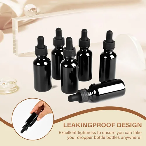 Vista 33 de NOOEEISS 4 piezas, botella con cuentagotas de 1 oz, botella de vidrio ámbar con cuentagotas, botellas de tintura con cuentagotas, acabado elegante