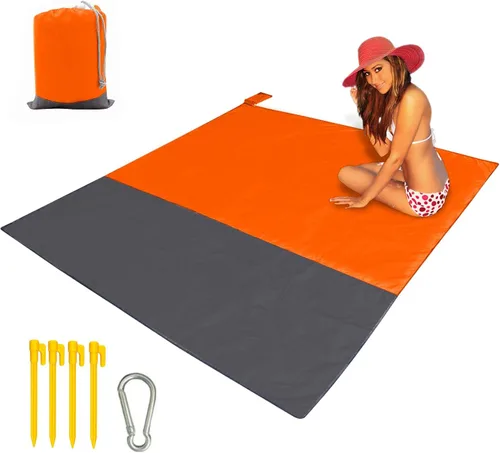Vista 8 de Manta de playa XL de secado rápido, duradera, ligera, compacta, para exteriores, 83 x 79 pulgadas, a prueba de arena, impermeable, tapete de picnic