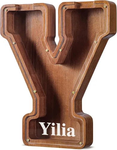 Vista 120 de SummiDate Alcancía de madera de letra para niños y niñas, Alfabeto, regalo de cumpleaños para niños (W)