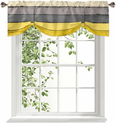 Vista 20 de Cenefa de cenefa retro rústica, antigua granja, madera de granero, rojo y marrón, cenefa de ventana para sala de estar, dormitorio, cenefa corta